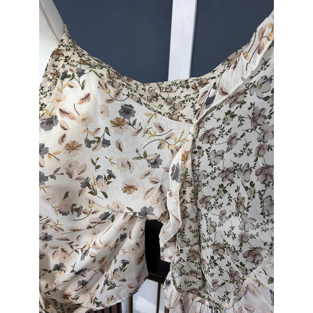 Women's AMOLI Floral Blouse M Beige Brown - Picture 6 of 7